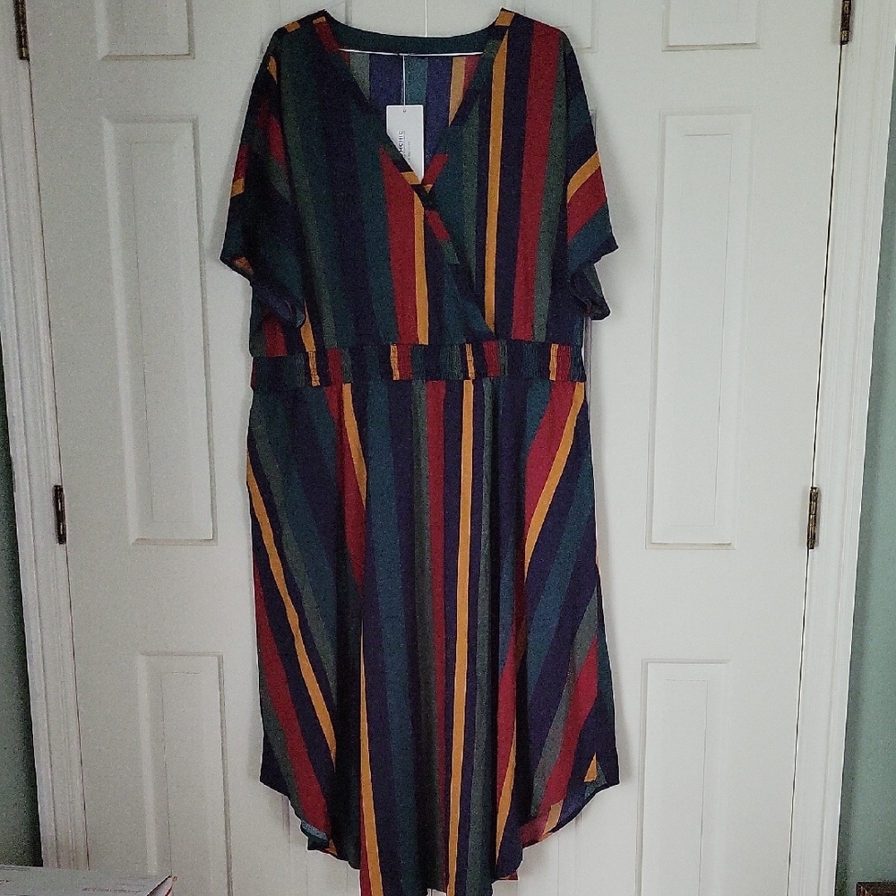 BloomChic Womens Short Sleeve Striped Maxi Dress Sz 26